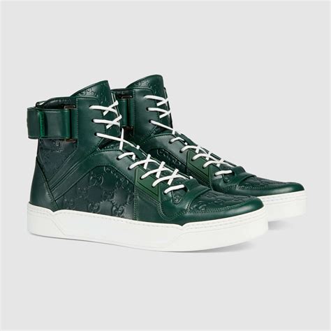 gucci high-top sneakers with green red green signature|sneakers Gucci original.